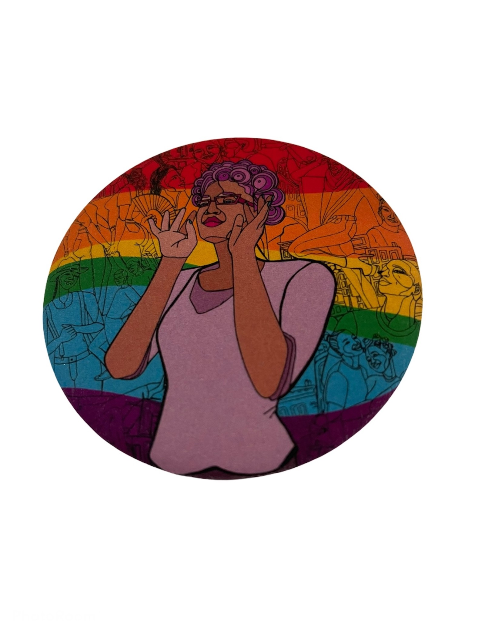 Sam Kirk Queertopia Rainbow Button by Sam Kirk