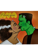 Lizzie Monsreal Frankenstein Couple Postcard by Lizzie Monsreal