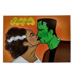 Lizzie Monsreal Frankenstein Couple Postcard by Lizzie Monsreal