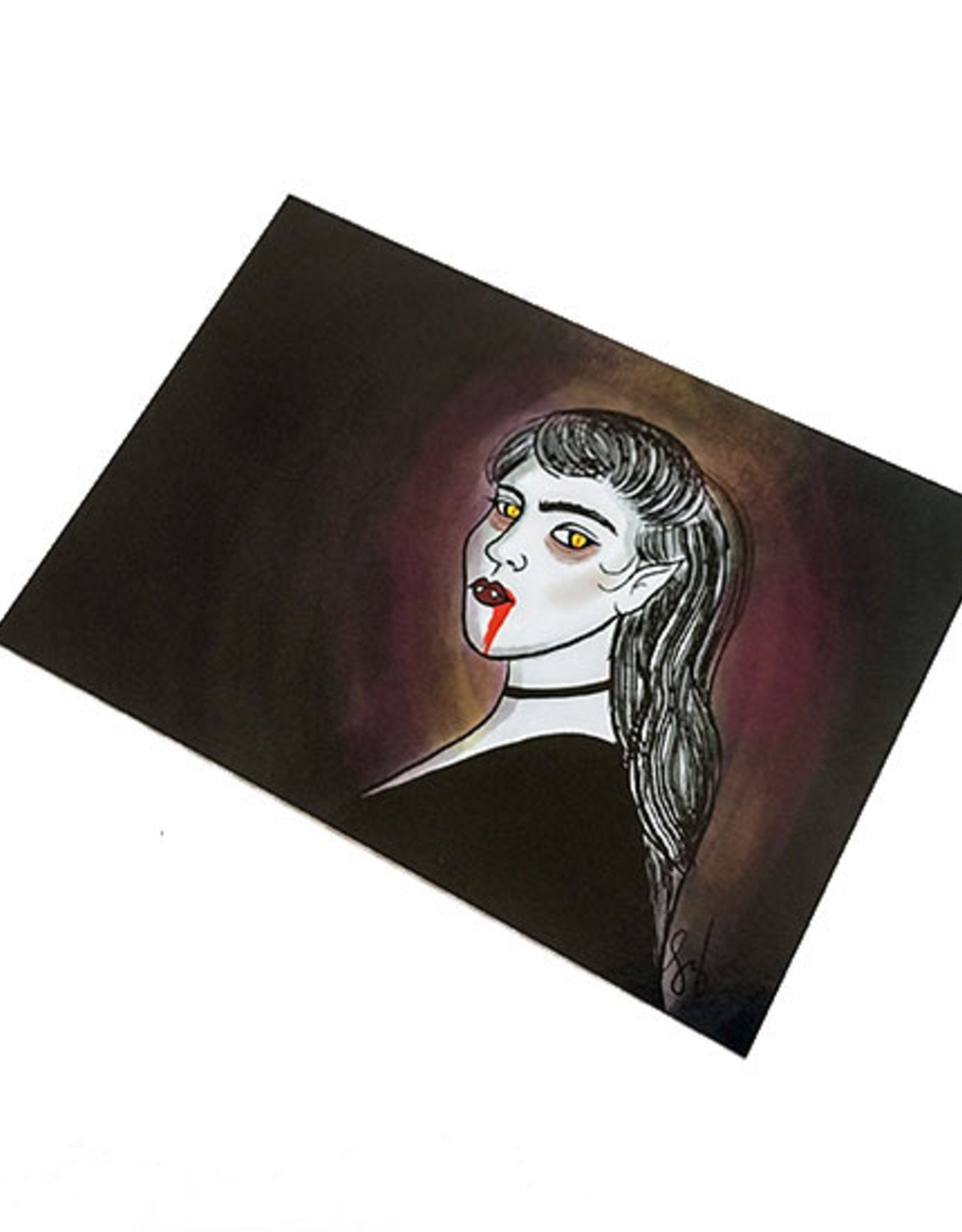 Lizzie Monsreal Vampire Postcard by Lizzie Monsreal