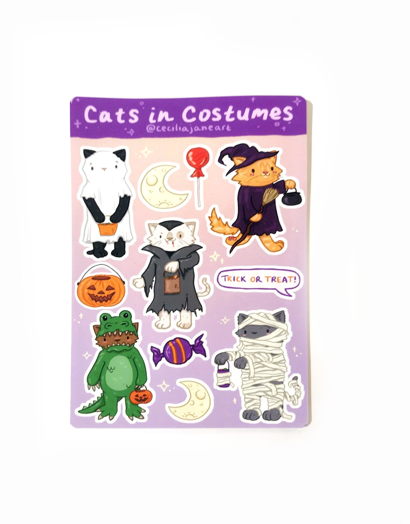 Cecilia Jane "Cats in Costumes" Sticker Sheet by Cecilia Jane