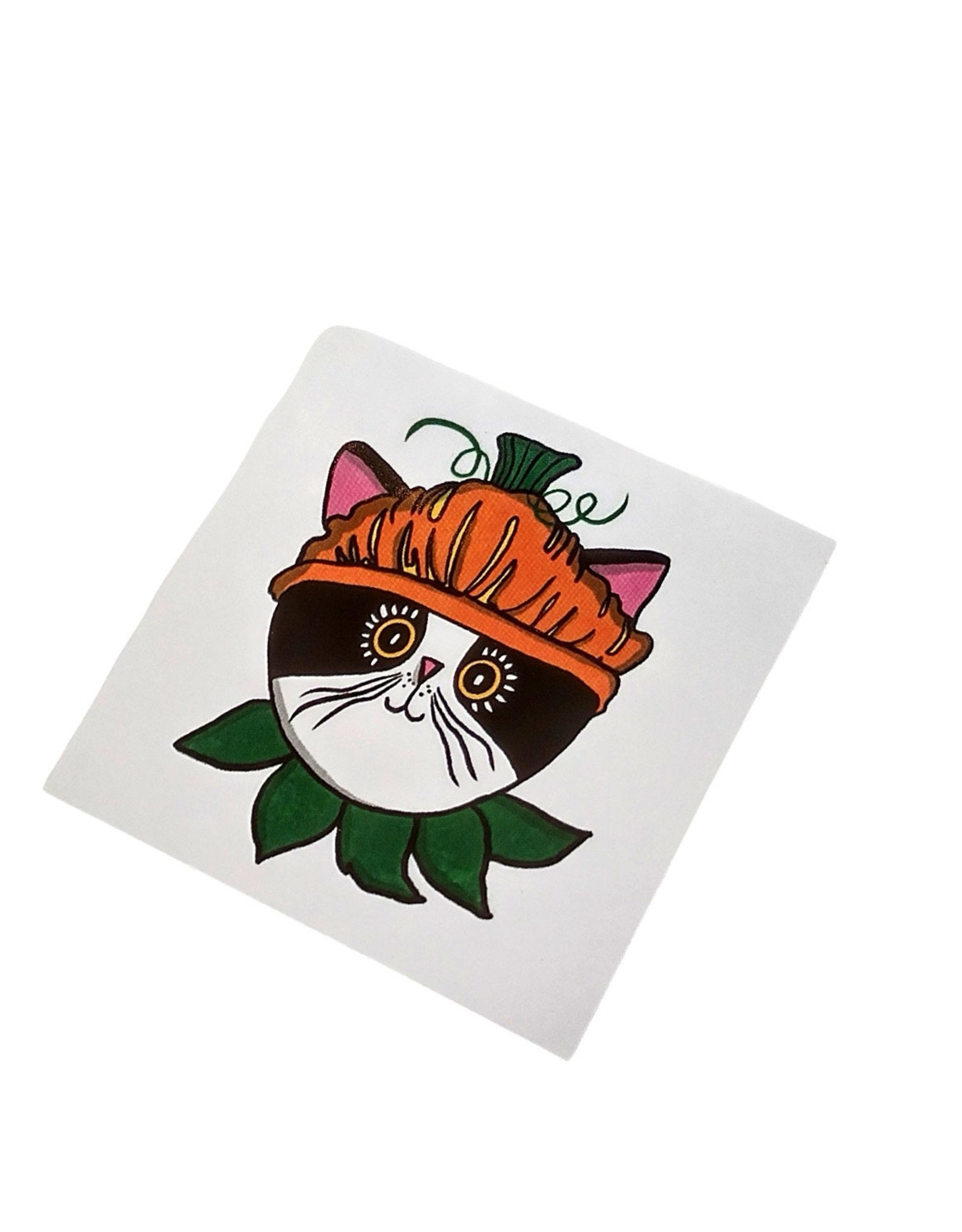 Lizzie Monsreal Pumpkin Cat Sticker  by Lizzie Monsreal