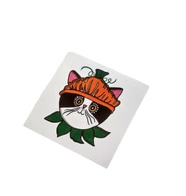 Lizzie Monsreal Pumpkin Cat Sticker  by Lizzie Monsreal