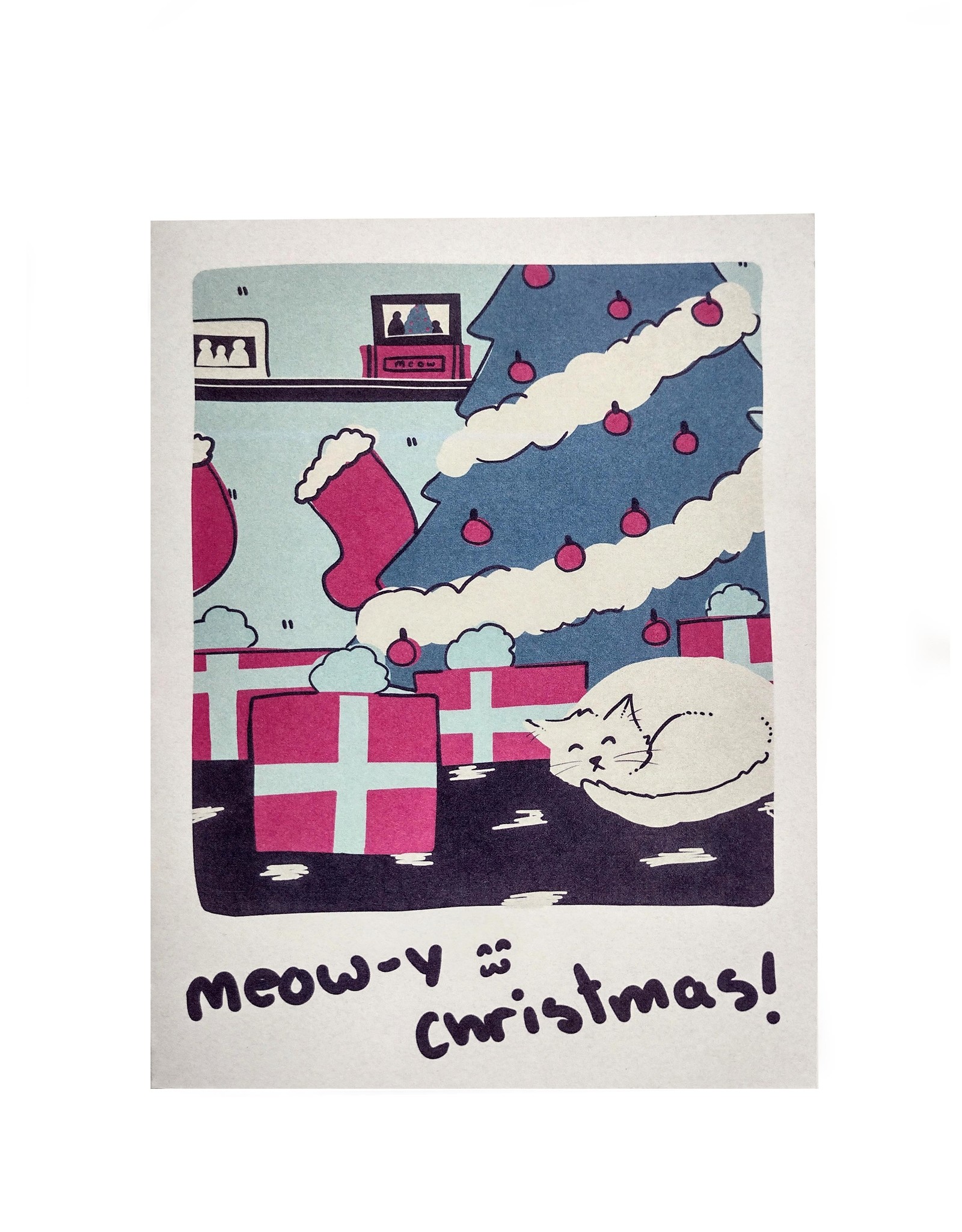 "Meow-y Christmas" greeting card by KD Fiorani