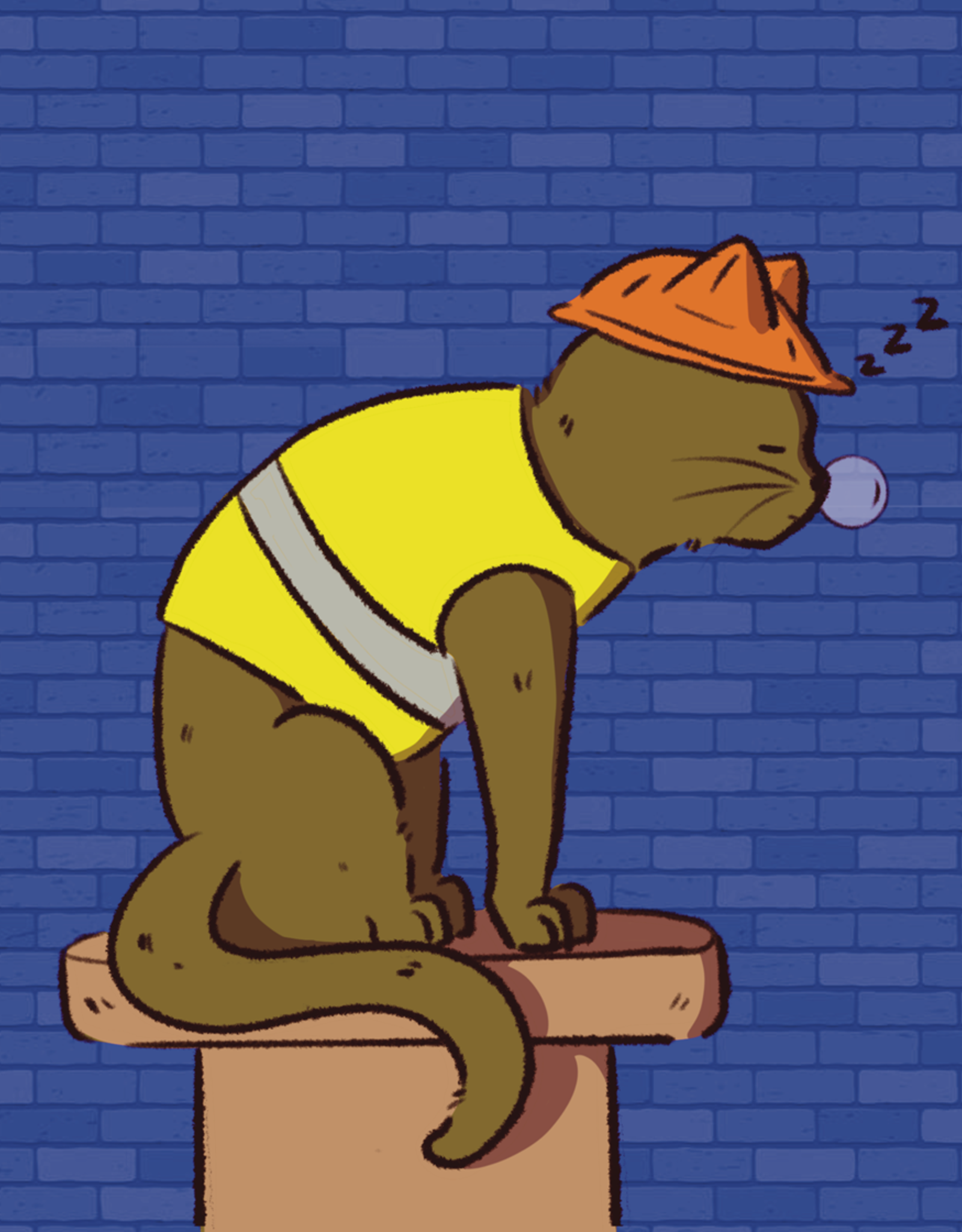 "Construction Cat #3" print by Andrea Magdaleno