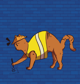 "Construction Cat #5" print by Andrea Magdaleno