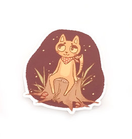 "Autumn kitty" matte vinyl sticker by Skellulite