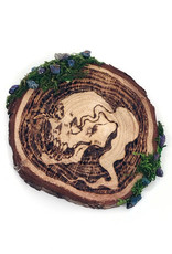 "Skull" wood burned plaque with moss additions by Skellulite