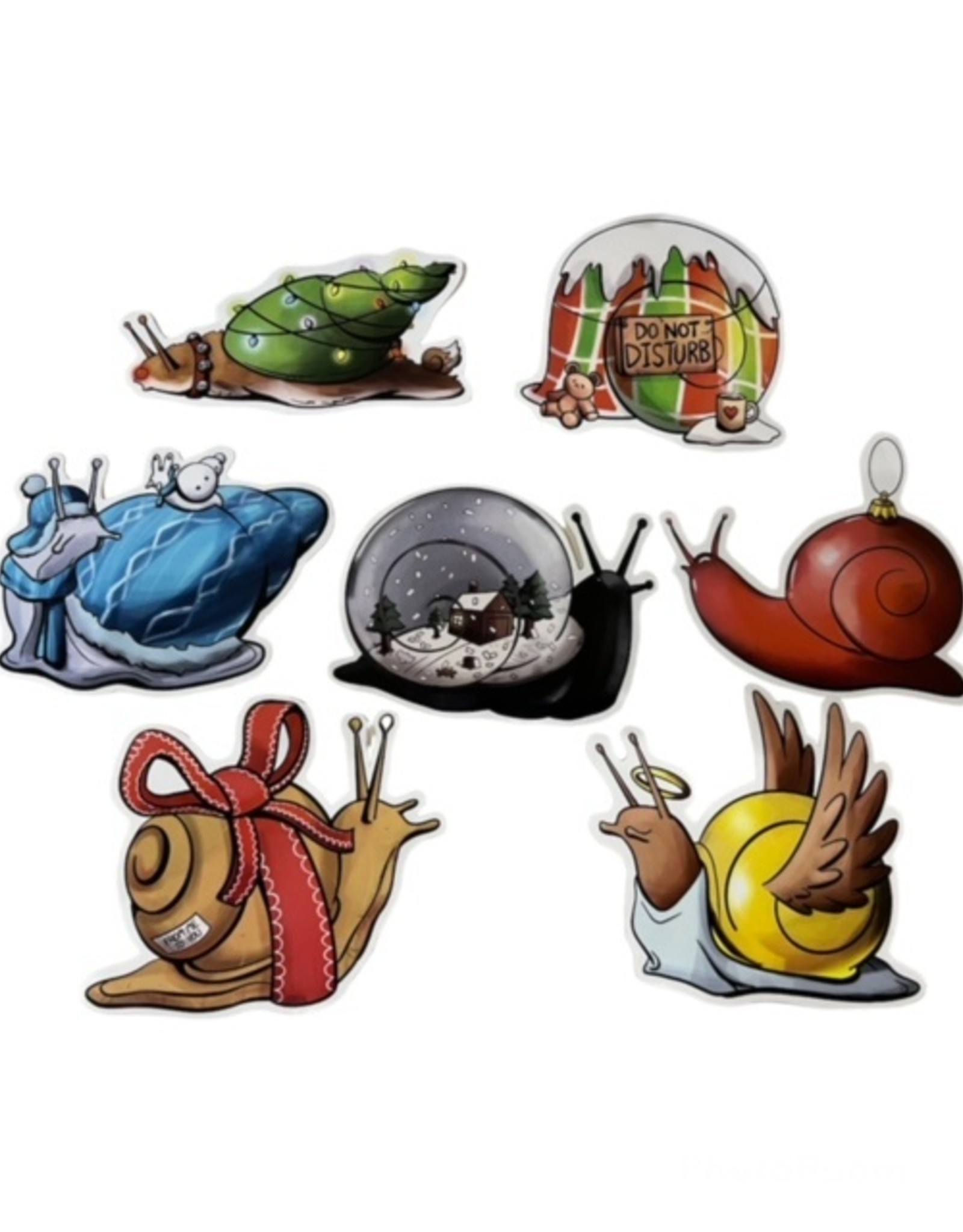 "Snail" Sticker Set (7) by Nick Hides Art