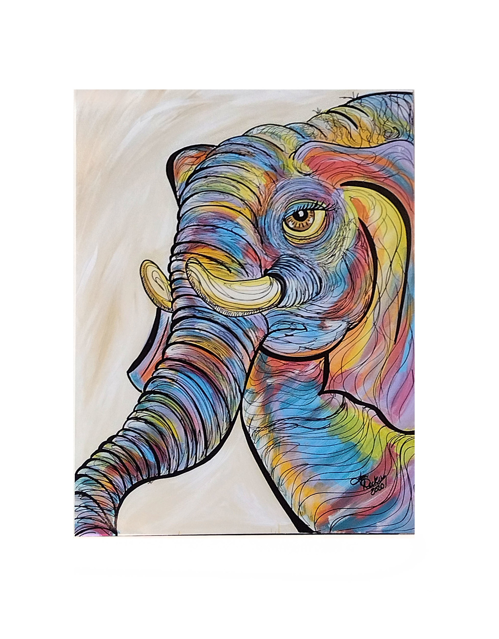 "Rainbow Elephant" print by Tim Decker