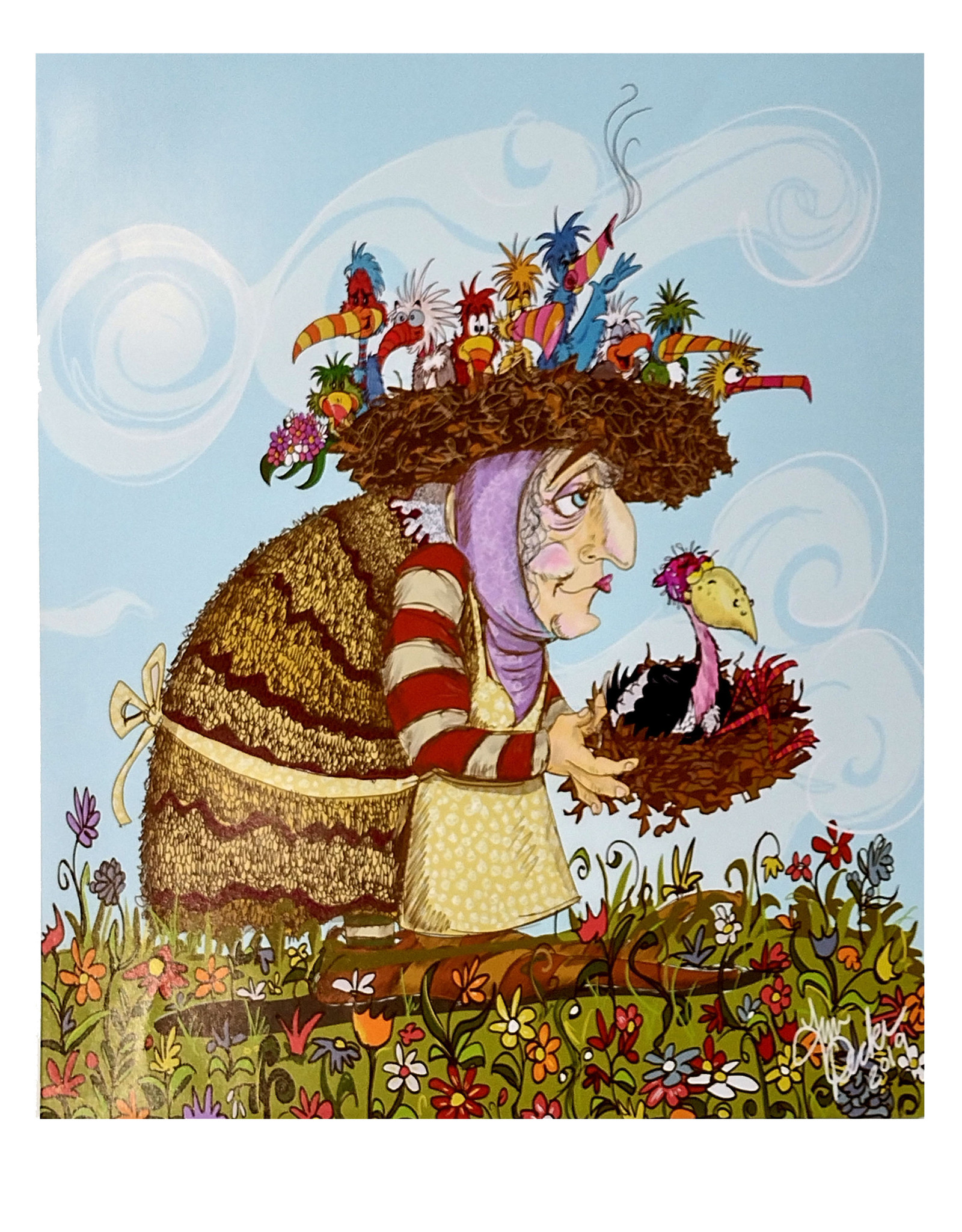 "An Old Lady Giving the Bird" print by Tim Decker