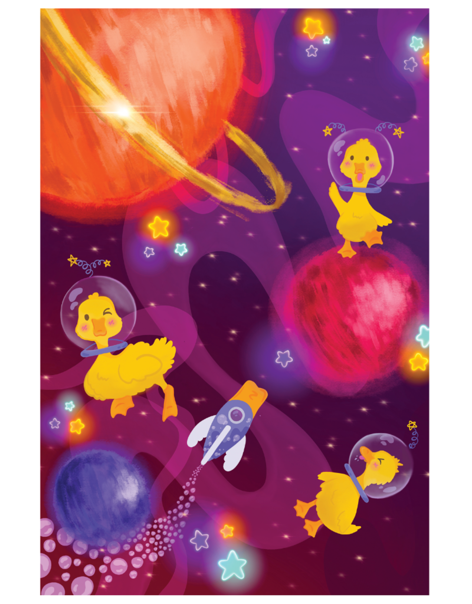 "Astro Ducks!" poster (12" x 18") by Dahlia Pena