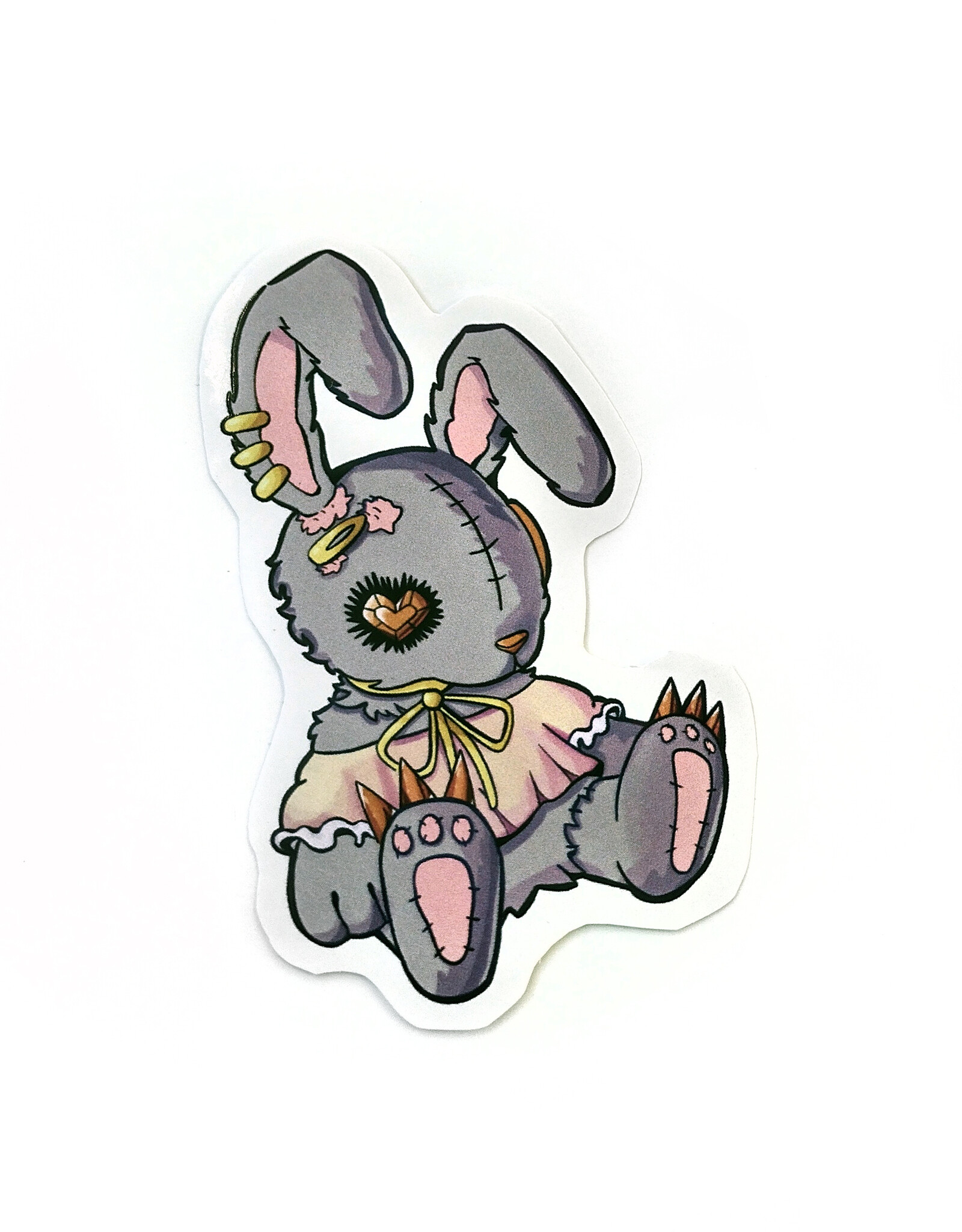 Broken Bunny Sticker (Dark) by Nick Hides Art