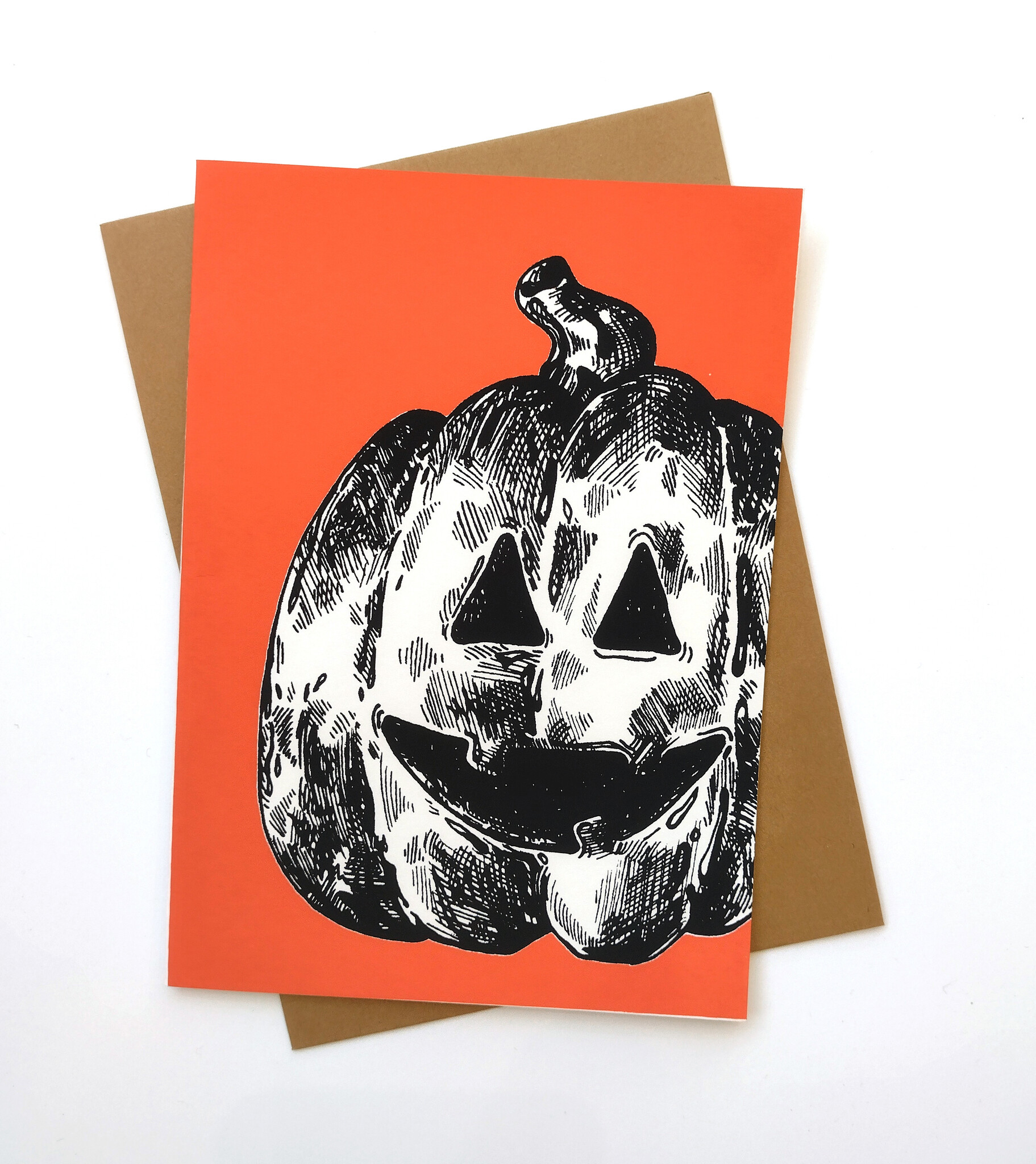leaf l halloween アンドリューガーフィールド　サイン Trick or Treat with Jack o' Lanterns Halloween Card | Leanin' Tree