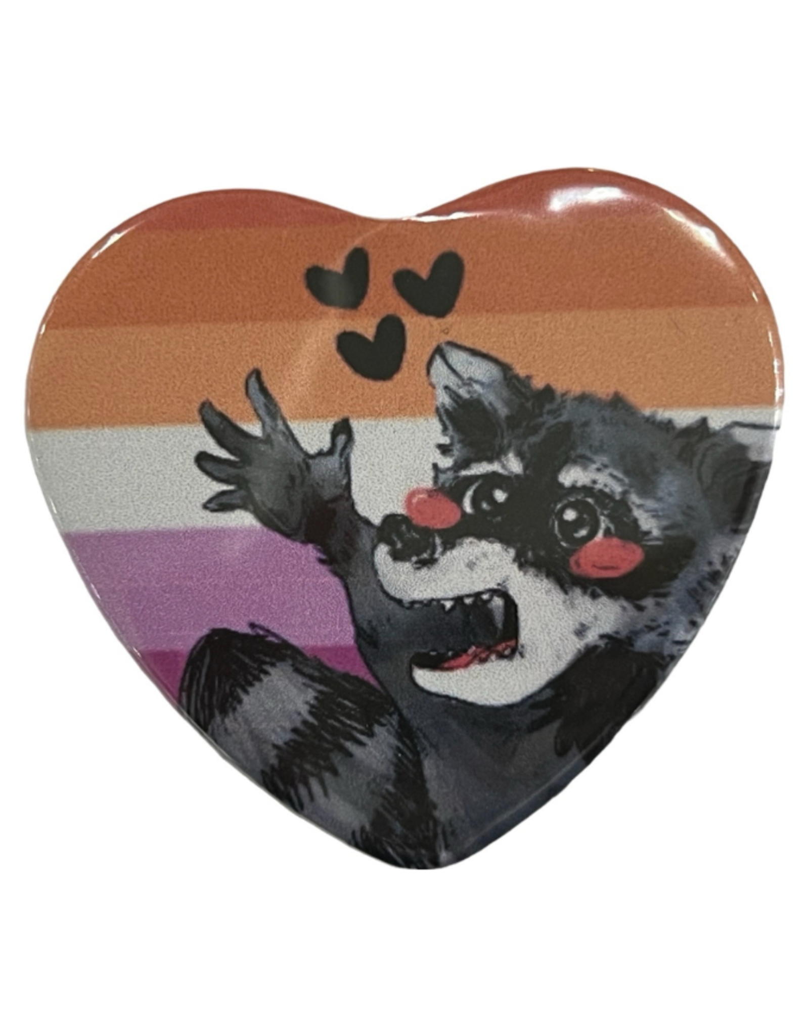 Pride Raccoon Heart Button! by KDominiqueArt