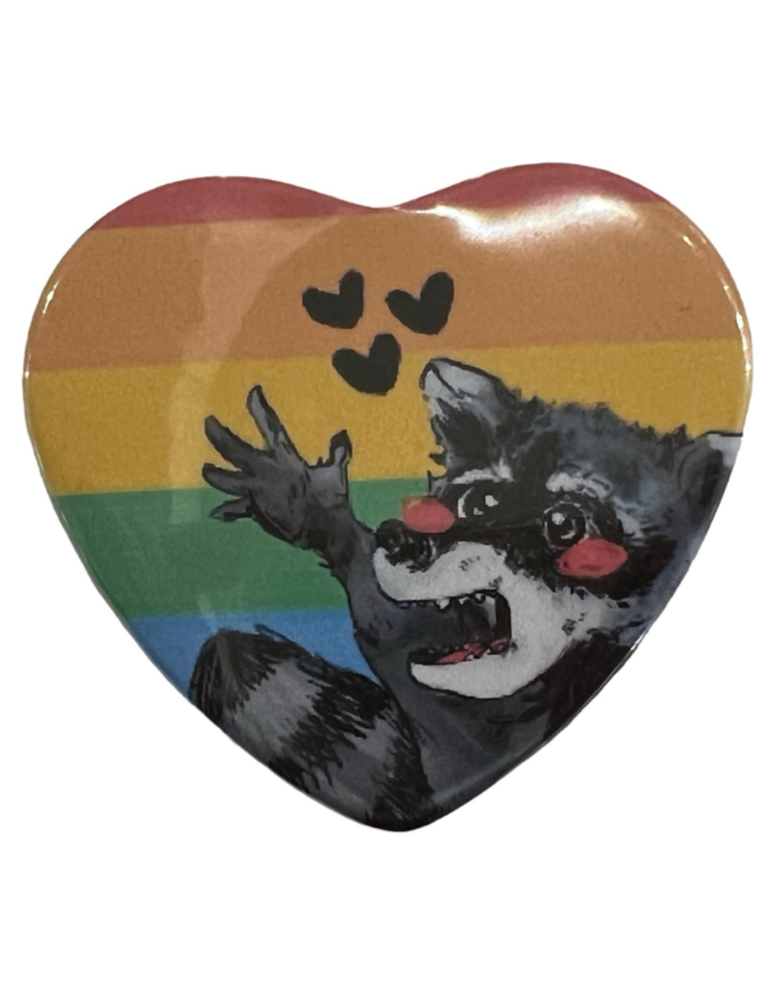 Pride Raccoon Heart Button! by KDominiqueArt