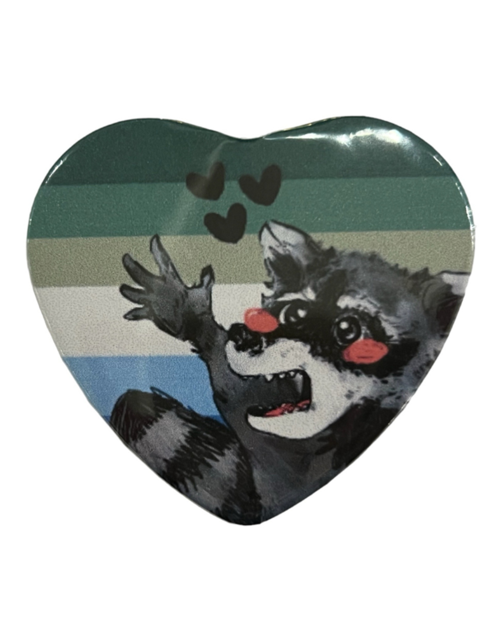 Pride Raccoon Heart Button! by KDominiqueArt