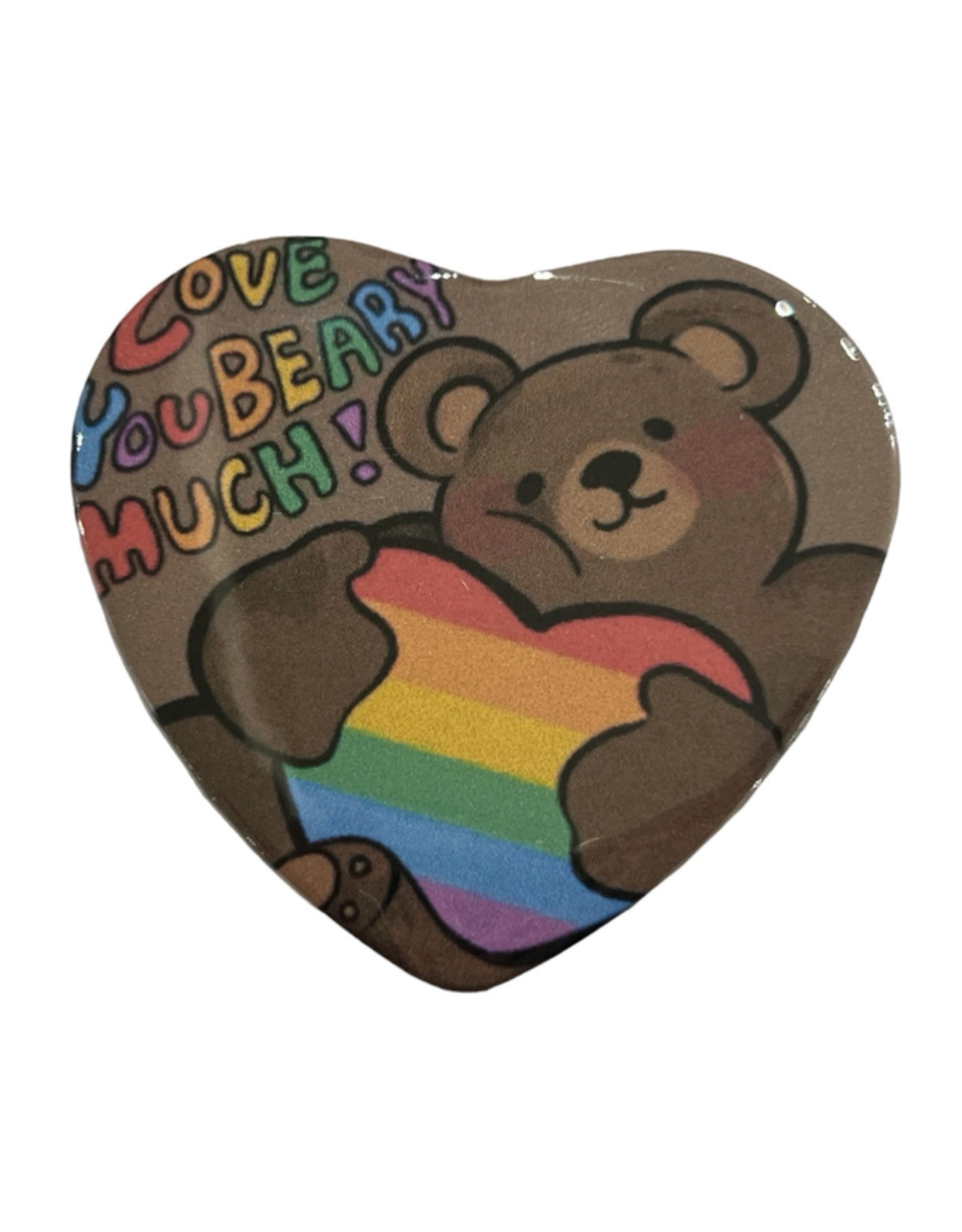 Pride Bear Heart Button! by KDominiqueArt