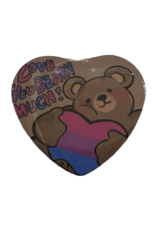 Pride Bear Heart Button! by KDominiqueArt