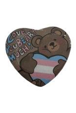 Pride Bear Heart Button! by KDominiqueArt