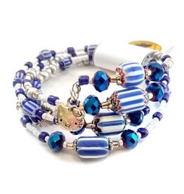 Blue and White Coiled Bracelet by Muur Jewels