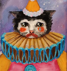Sad Cat Clown art print by Riley Draws