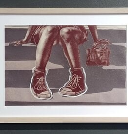Maya Krueger Art "pick you up at 7" FRAMED screenprint by Maya Krueger