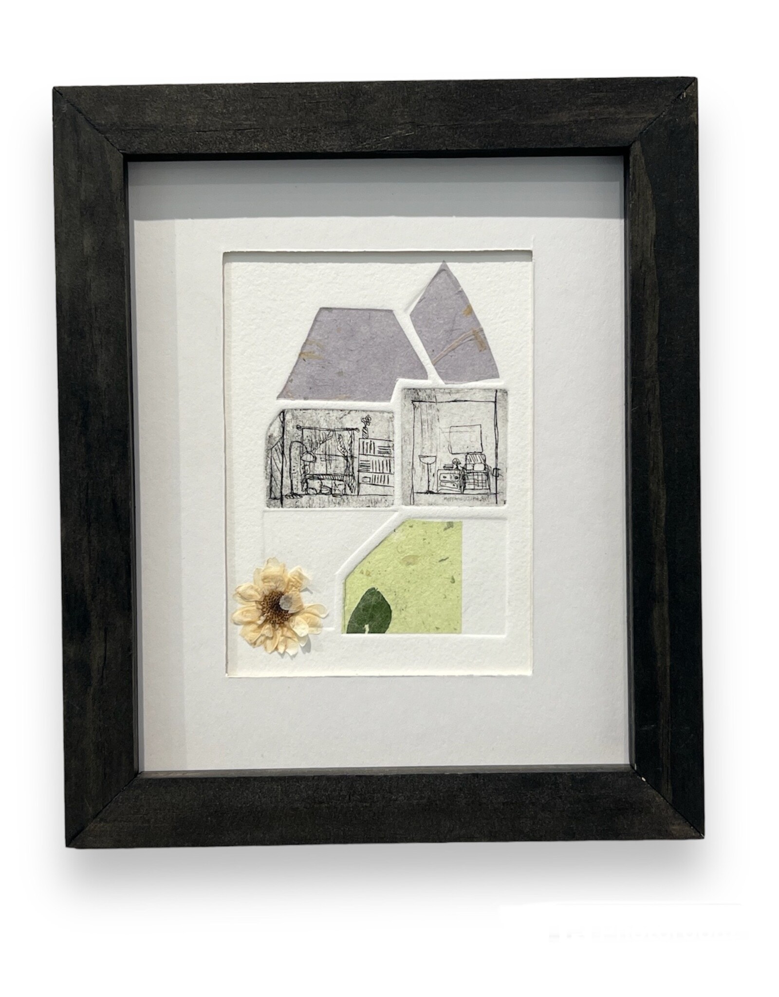 Finch "Flower House" multiple plate etching, chine collé (framed) by Finch