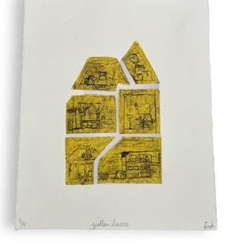 Finch "Yellow House" multiple plate etching, chine collé by Finch