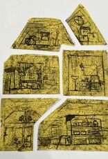 Finch "Yellow House" multiple plate etching, chine collé by Finch