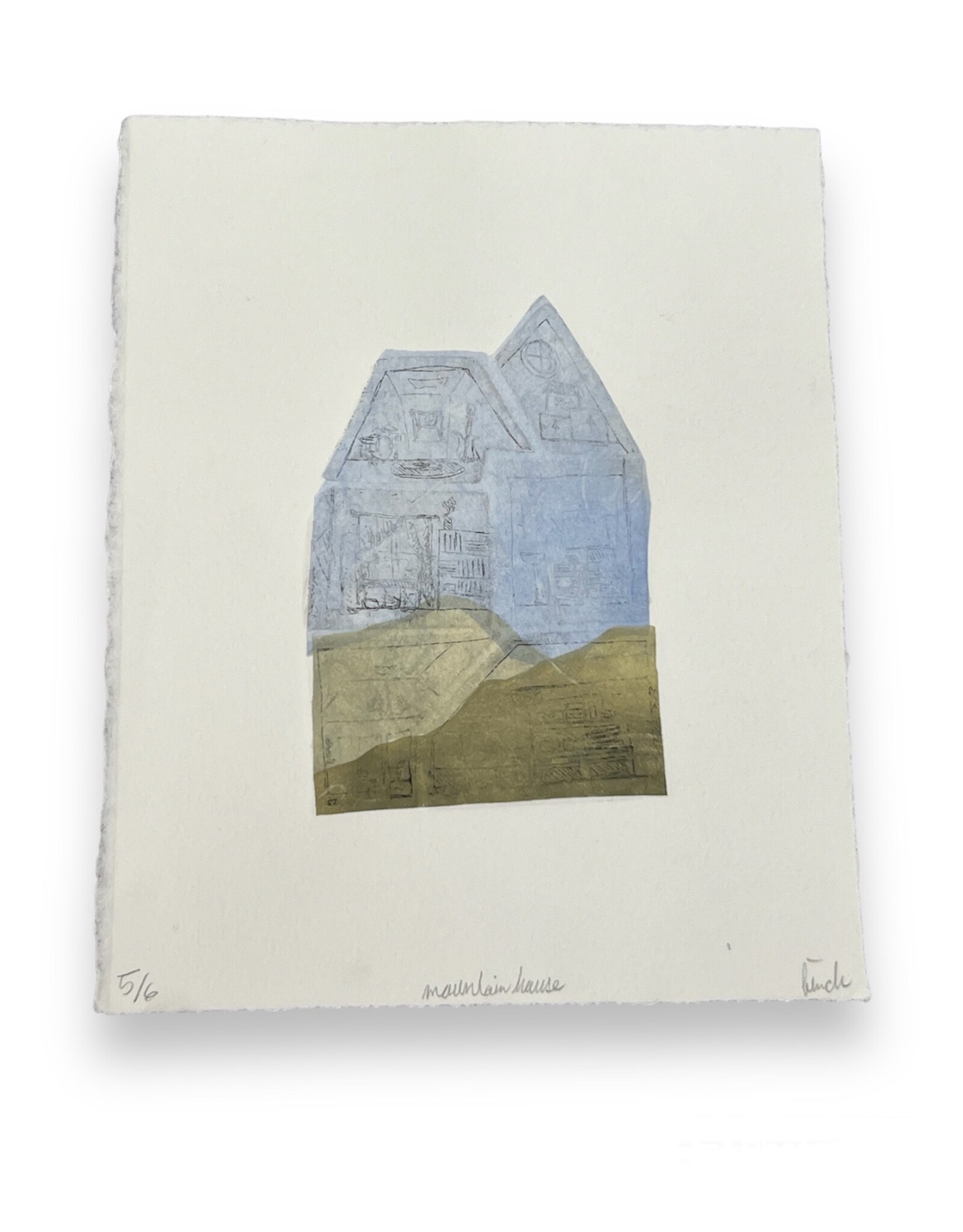 Finch "Mountain House" multiple plate etching, chine collé by Finch