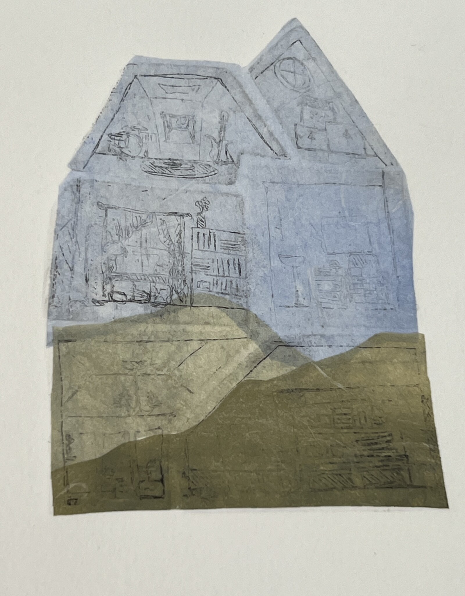 Finch "Mountain House" multiple plate etching, chine collé by Finch