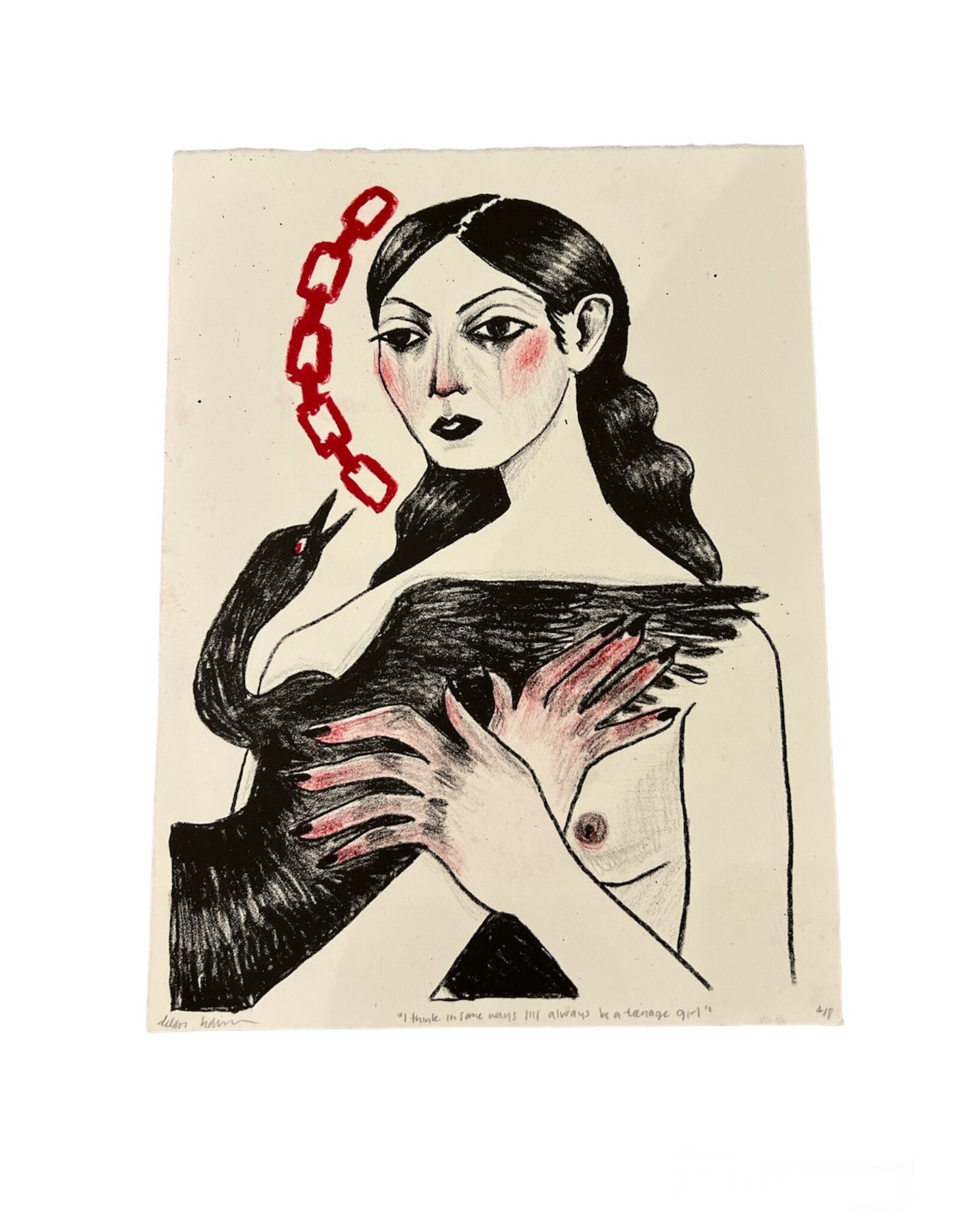 "I think in some ways I'll always be a teenage girl" 2-color litho print by Dilyn Halverson