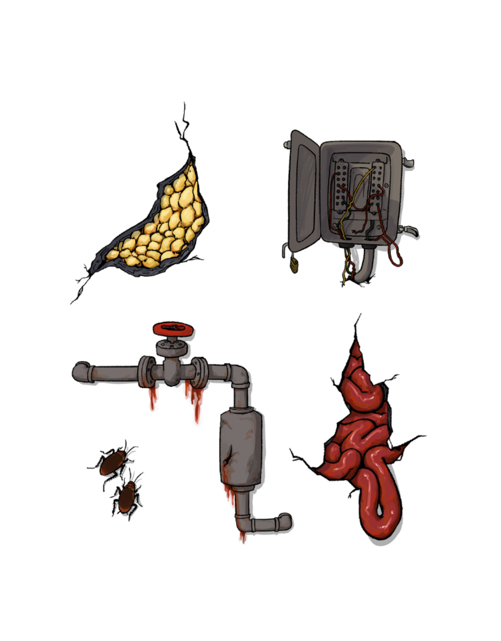 Unsettling Basement Sticker Sheet by Elliot Robinson