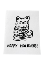 Cat Tangled in Lights Card - Happy Holidays by Abby Ryan