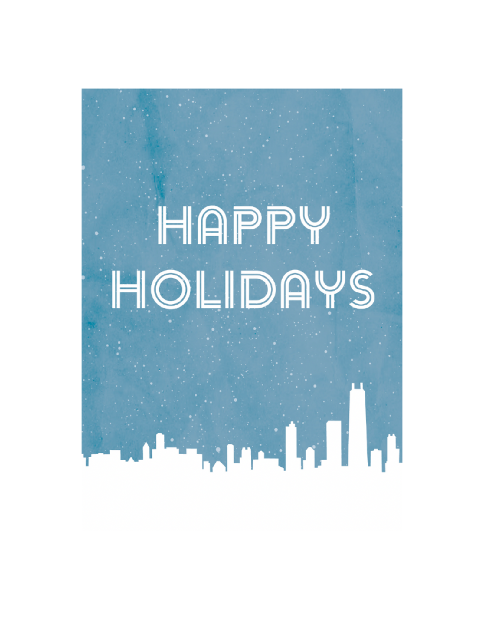 AIGA Columbia Happy Holidays (Chicago skyline - white) Holiday Card by AIGA Columbia