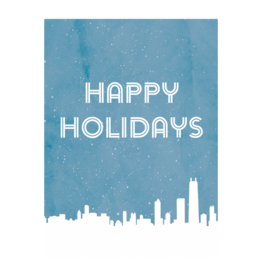 AIGA Columbia Happy Holidays (Chicago skyline - white) Holiday Card by AIGA Columbia