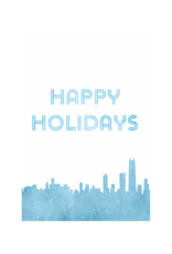 AIGA Columbia Happy Holidays (Chicago skyline - blue) Holiday Card by AIGA Columbia