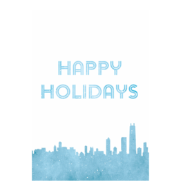 AIGA Columbia Happy Holidays (Chicago skyline - blue) Holiday Card by AIGA Columbia