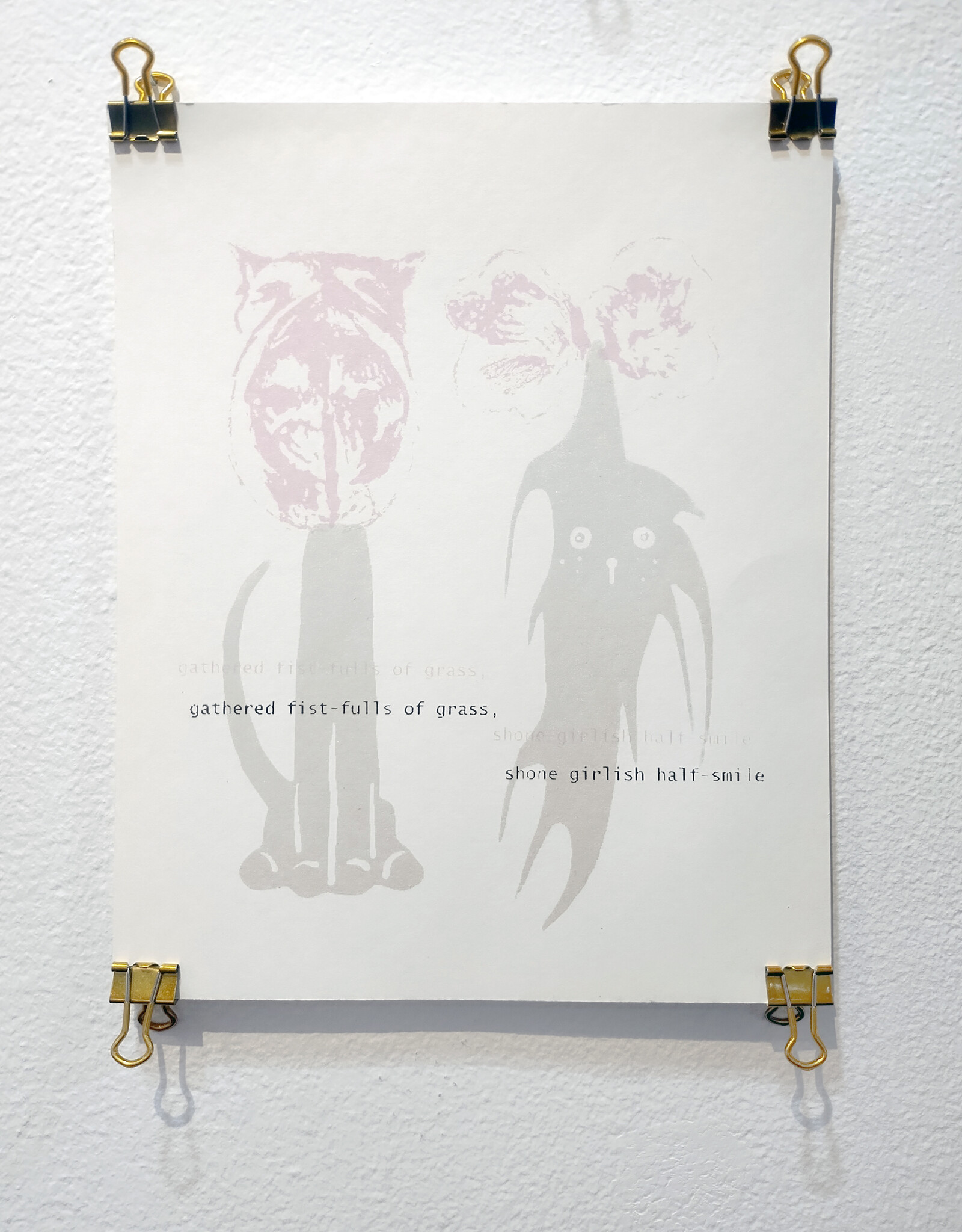 girlish half-smile screen print by Saja Stormer