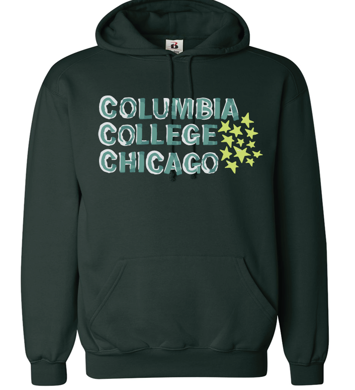 Columbia Hooded Sweatshirt in Forest Green, Design by Frankie