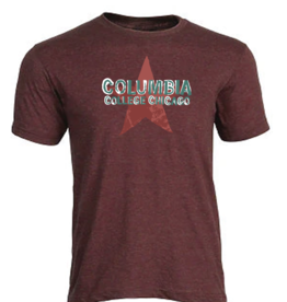 Buy Columbia, By Columbia Columbia T-shirt in Heather Burgundy, Design by Frankie Buente