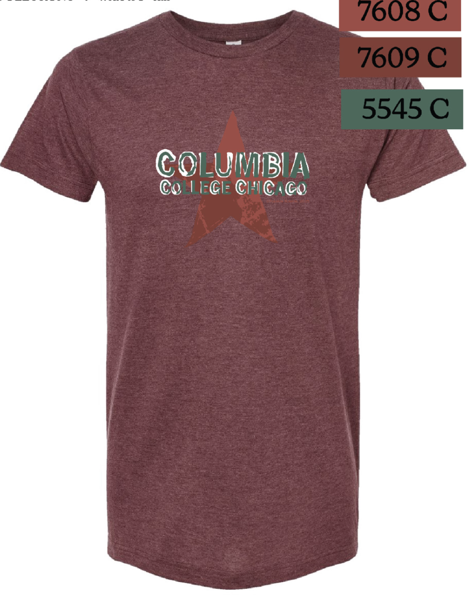Buy Columbia, By Columbia Columbia T-shirt in Heather Burgundy, Design by Frankie Buente