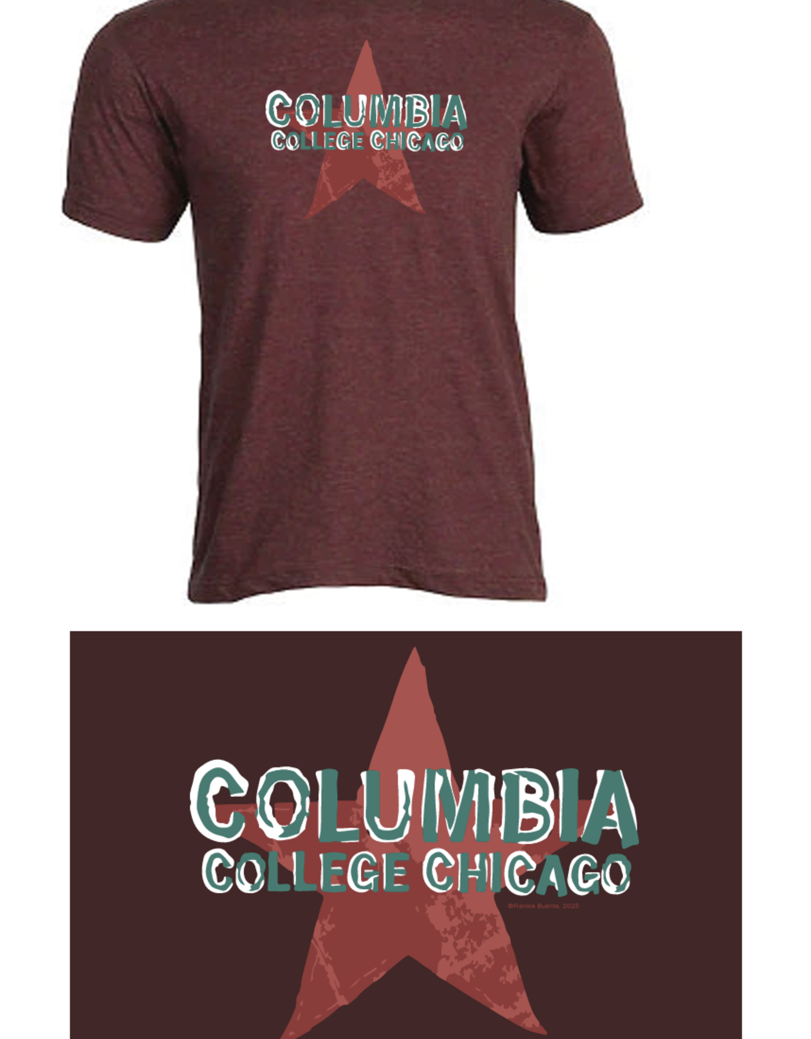 Buy Columbia, By Columbia Columbia T-shirt in Heather Burgundy, Design by Frankie Buente