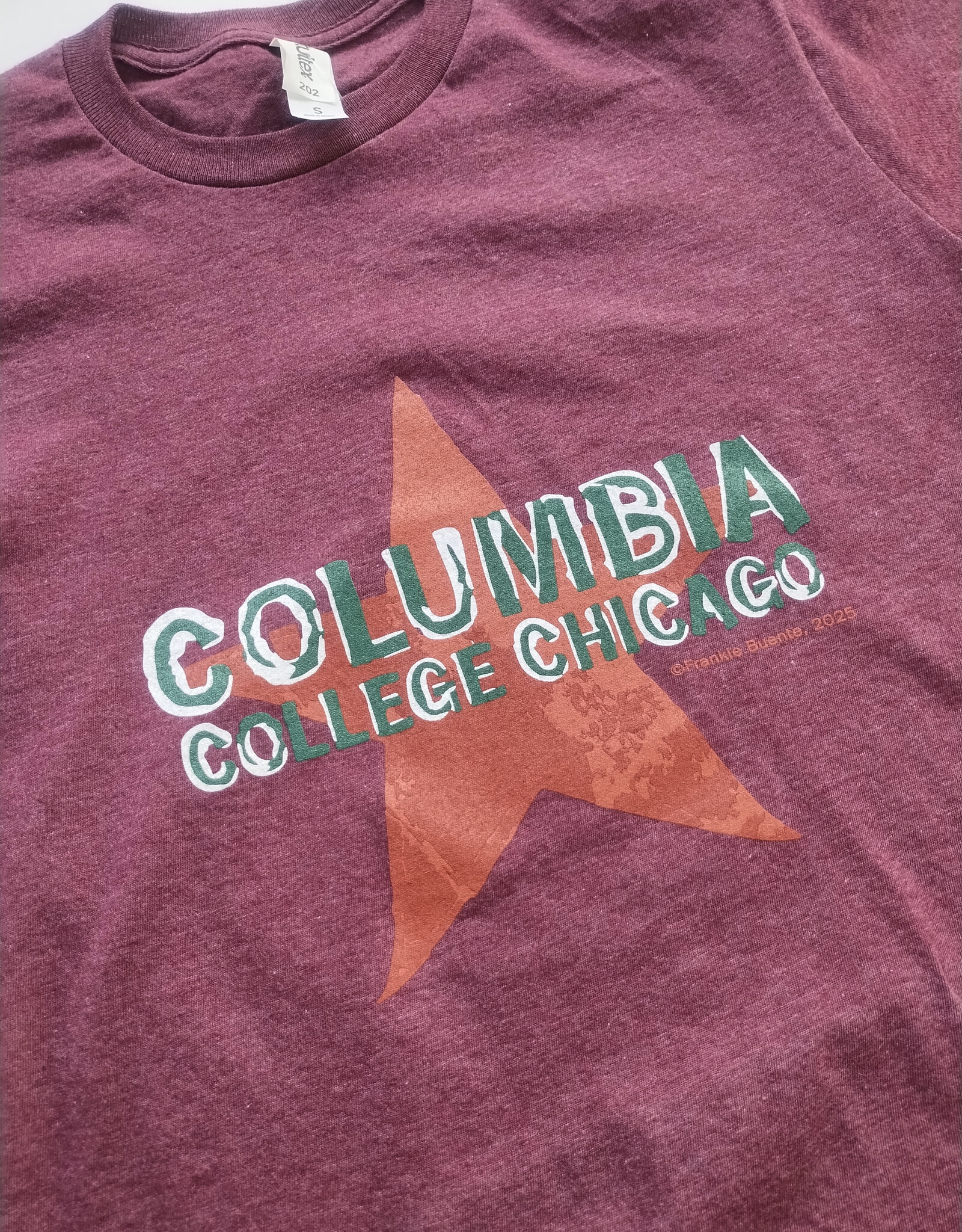 Buy Columbia, By Columbia Columbia T-shirt in Heather Burgundy, Design by Frankie Buente