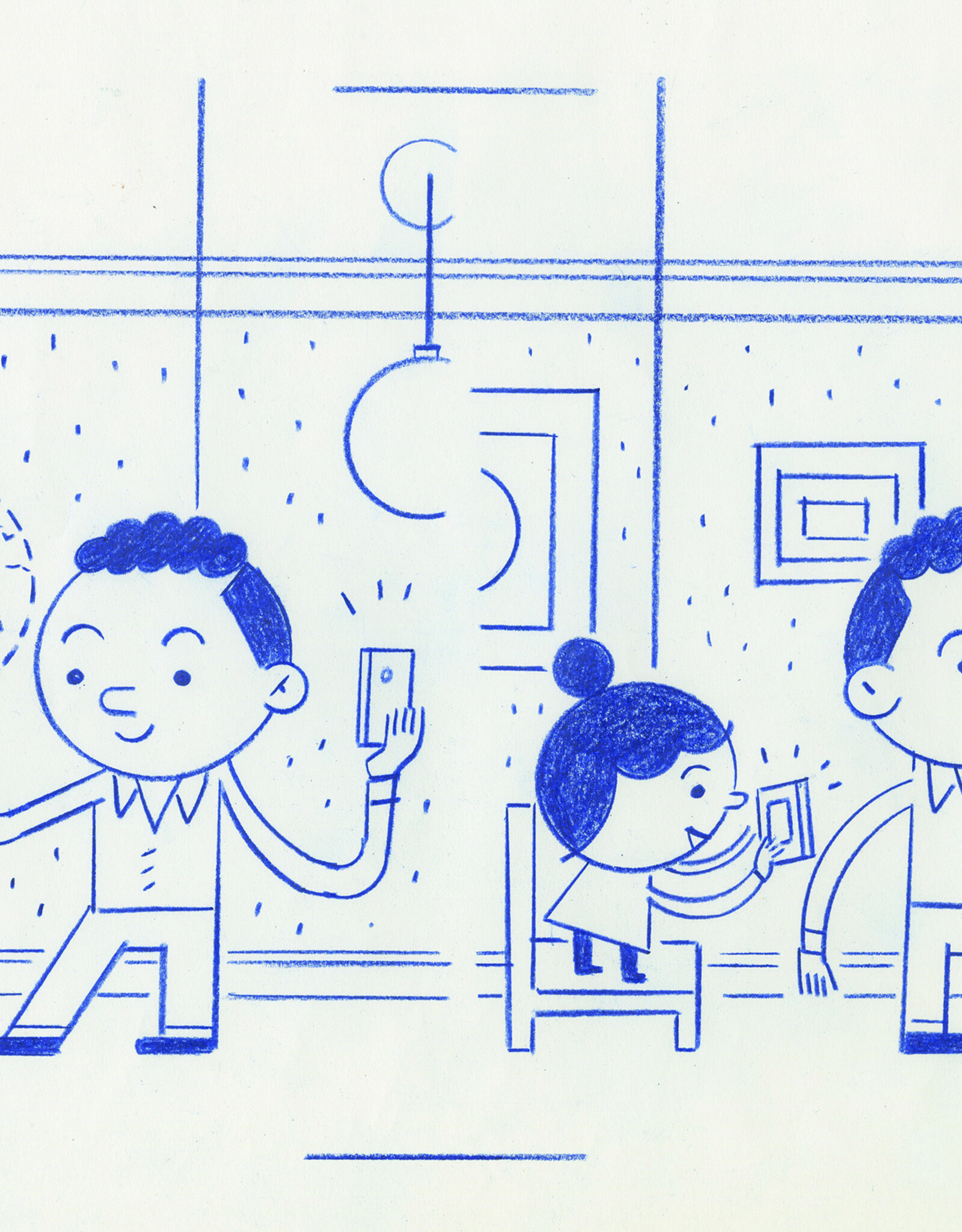 Ivan Brunetti “New York Times Kids” article illustration, 2020 (imaginary globe, and pointing)  by Ivan Brunetti