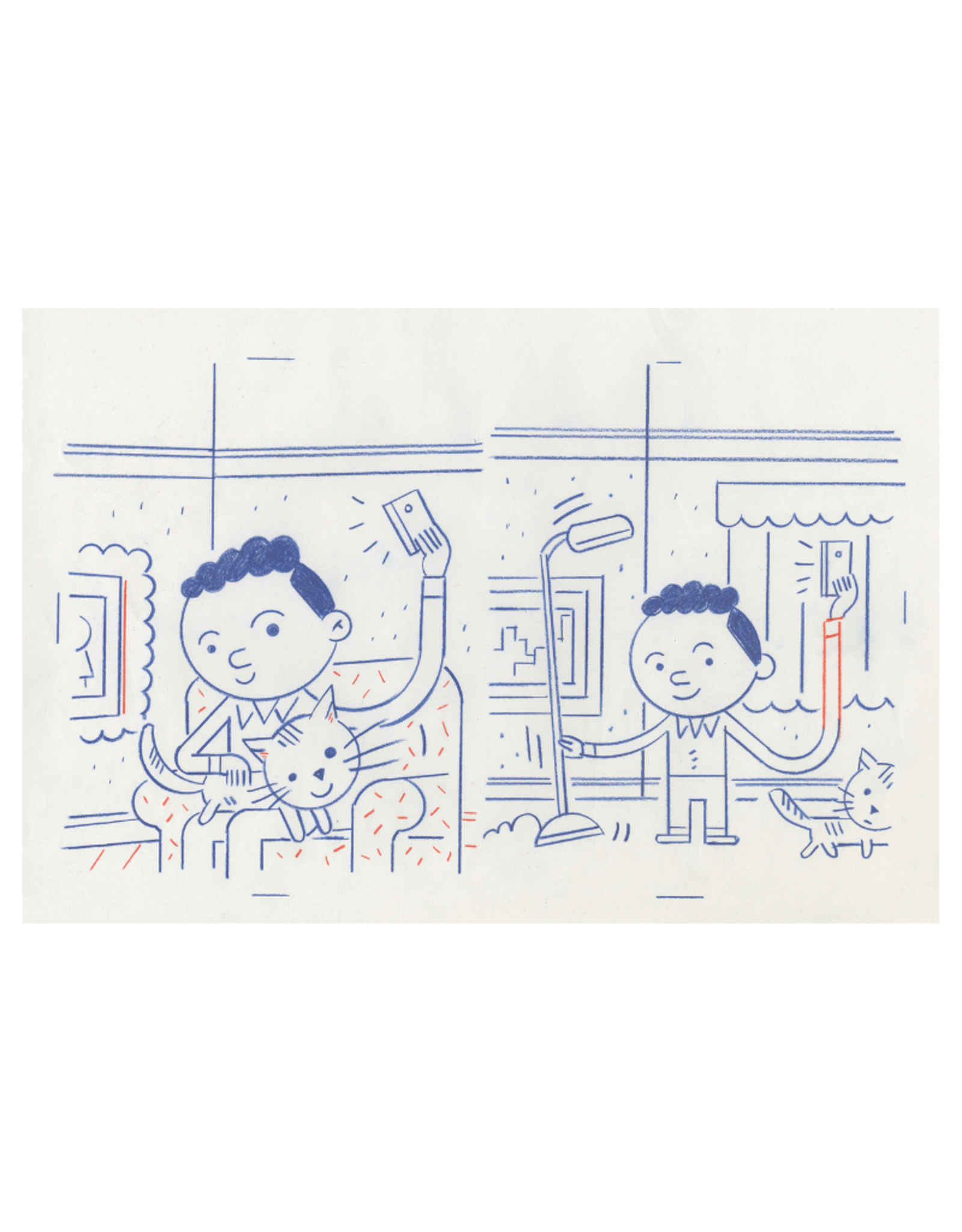 Ivan Brunetti “New York Times Kids” article illustration, 2020 (cat, and lamp) by Ivan Brunetti