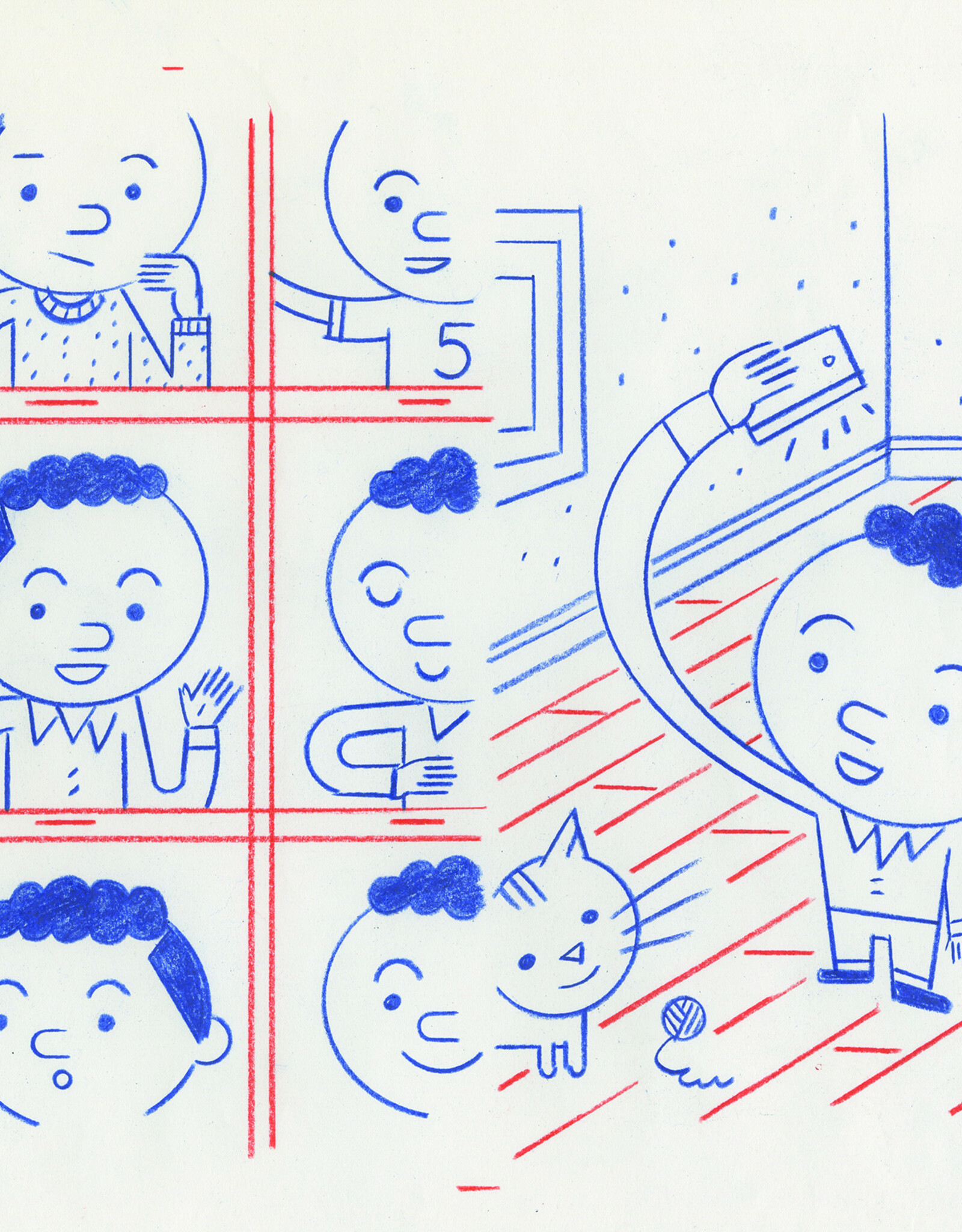 Ivan Brunetti “New York Times Kids” article illustration, 2020 (multi-panels, and overhead) by Ivan Brunetti