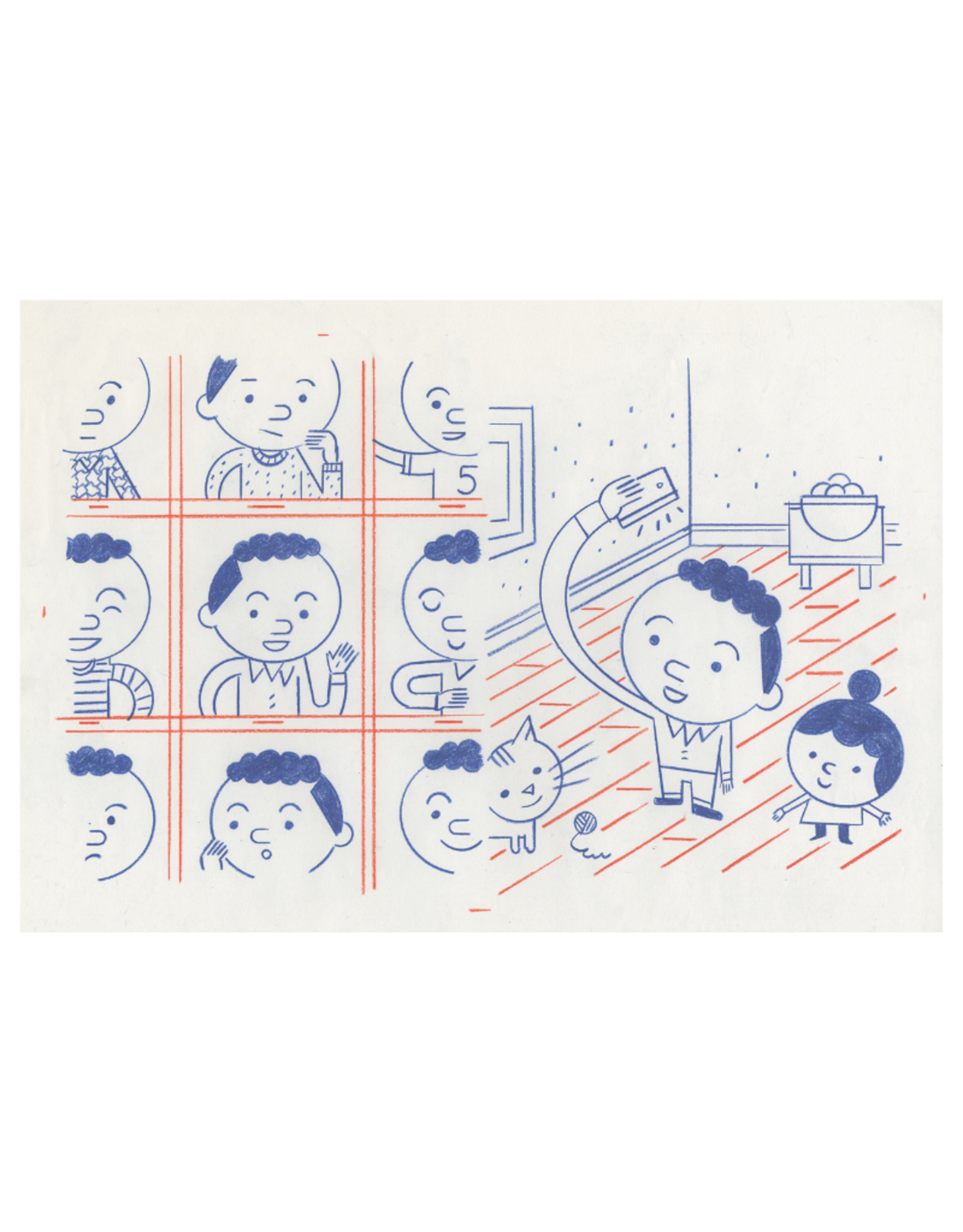 Ivan Brunetti “New York Times Kids” article illustration, 2020 (multi-panels, and overhead) by Ivan Brunetti