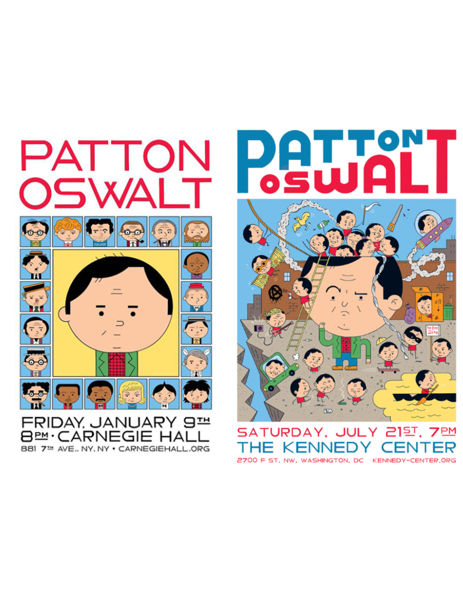 Ivan Brunetti Set of 2 Patton Oswalt Digital Prints (Carnegie Hall and The Kennedy Center) by Ivan Brunetti